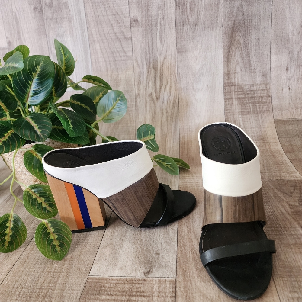 Tory Burch Mika Colorblock Mules Size 6 - Picture 4 of 14